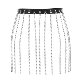 Rimba - Luxe Lederen Kettingen Rokje - Zwart/Zilver