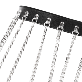 Rimba - Luxe Lederen Kettingen Rokje - Zwart/Zilver