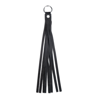 Rimba - Lederen Su&egrave;de Halsband met Afneembare Flogger - Zwart