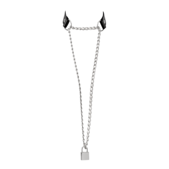 Rimba - Lederen Wurghalsband met Hangslot - Zwart &amp; Zilver