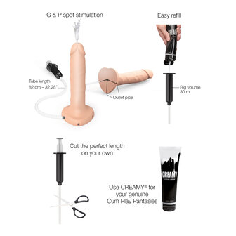 Strap-on-Me - Squirting Cum Dildo - Realistiche Spuitende Dildo - Lichte Huidskleur - Maat L