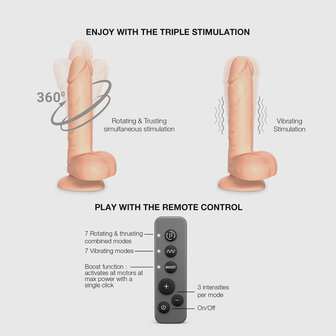 Strap-On-Me - Roterende &amp; Vibrerende Realistische Dildo - Lichte Huidskleur