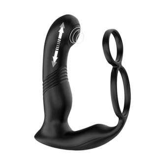 IY Astex - Stotende &amp; Kloppende Prostaatmassager met Afstandsbediening - Zwart