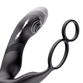 IY Astex - Stotende &amp; Kloppende Prostaatmassager met Afstandsbediening - Zwart