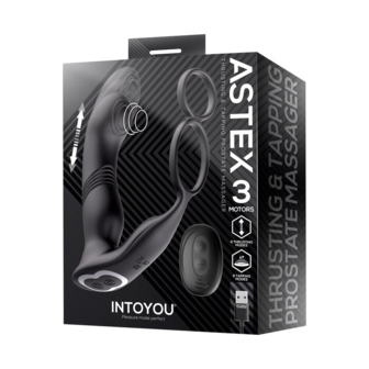 IY Astex - Stotende &amp; Kloppende Prostaatmassager met Afstandsbediening - Zwart