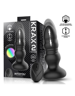 IY Krax - Buttplug met Vibratie en Stootbeweging - Met LED-licht - Zwart