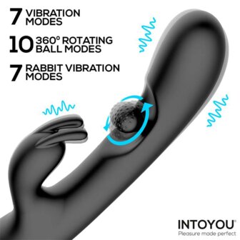 IY Patty - Rabbit Vibrator met Roterende Bal - Zwart