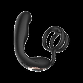 IY Bruce - Prostaatmassager 360&deg; - Met dubbele penisring - Zwart