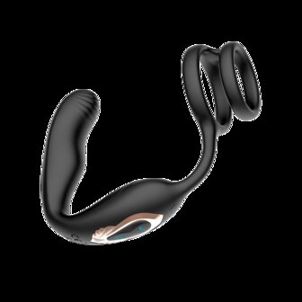 IY Bruce - Prostaatmassager 360&deg; - Met dubbele penisring - Zwart