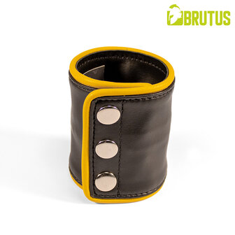 Brutus - Lederen Polsportemonnee met Rits - Zwart/Geel