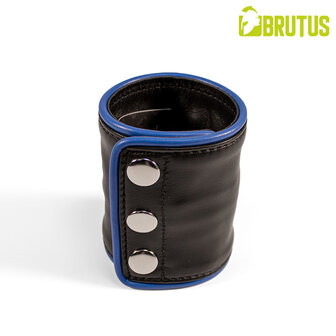 Brutus - Lederen Polsportemonnee met Rits - Zwart/Blauw