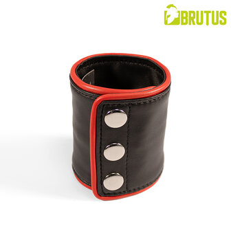 Brutus - Lederen Polsportemonnee met Rits - Zwart/Rood