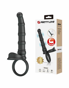 Pretty Love -  Tatum - Anale Vibrator met Penisring - Zwart