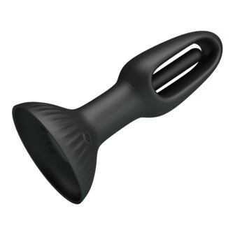 Pretty Love - Hubert - Vibrerende Buttplug - Anaal Vibrator - Met Wiebelend Tongetje - Zwart