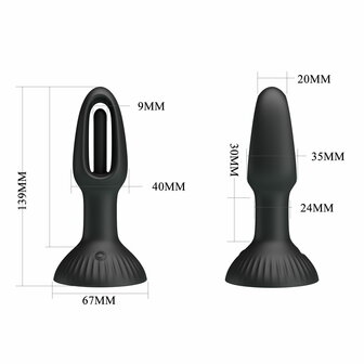 Pretty Love - Hubert - Vibrerende Buttplug - Anaal Vibrator - Met Wiebelend Tongetje - Zwart