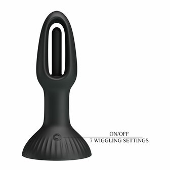 Pretty Love - Hubert - Vibrerende Buttplug - Anaal Vibrator - Met Wiebelend Tongetje - Zwart