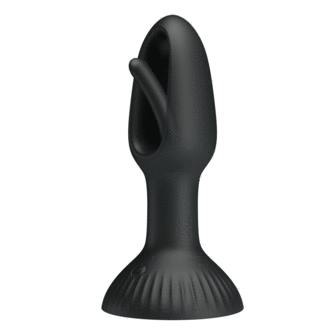 Pretty Love - Hubert - Vibrerende Buttplug - Anaal Vibrator - Met Wiebelend Tongetje - Zwart