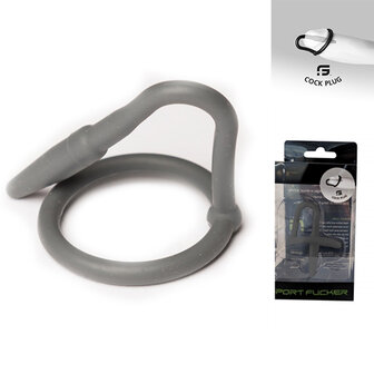 Sport Fucker - Siliconen Cockring Met Penisplug - Grijs