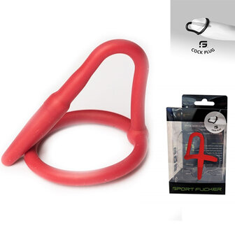 Sport Fucker - Siliconen Cockring Met Penisplug - Rood