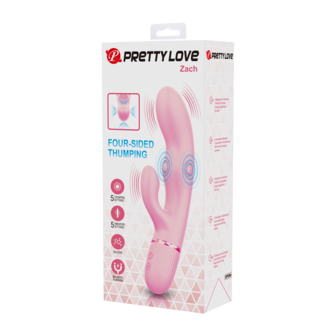 Pretty Love - Zach - Rabbit Vibrator met Vierzijdige Klopfunctie - Roze