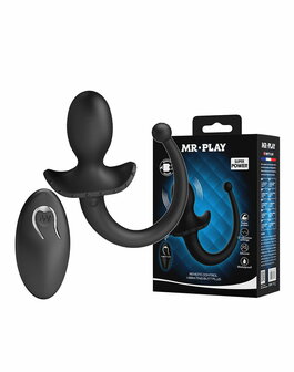 Mr. Play - Super Power - Vibrerende Hondenstaart Buttplug  met Afstandsbediening - Zwart