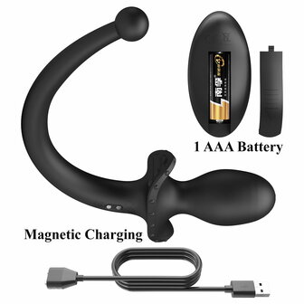 Mr. Play - Super Power - Vibrerende Hondenstaart Buttplug  met Afstandsbediening - Zwart