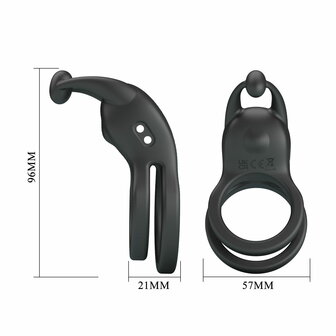 Pretty Love - Goodwin - Vibrerende Dubbele Penisring - Zwart