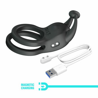 Pretty Love - Goodwin - Vibrerende Dubbele Penisring - Zwart