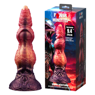 Power Monsters - Savage BeastLord - Monster Dildo - 24 cm - Oranje/Rood/Goud