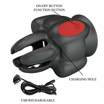 Pretty Love - Wyat - Penis Vibrator - Zwart/Rood