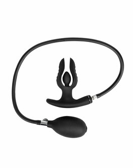 Rimba Electro Play - E-Stim Opblaasbare Anaal Plug - Bi-Polair - Zwart