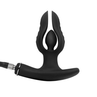 Rimba Electro Play - E-Stim Opblaasbare Anaal Plug - Bi-Polair - Zwart