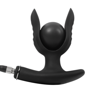 Rimba Electro Play - E-Stim Opblaasbare Anaal Plug - Bi-Polair - Zwart