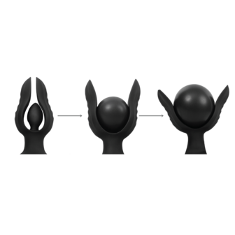 Rimba Electro Play - E-Stim Opblaasbare Anaal Plug - Bi-Polair - Zwart