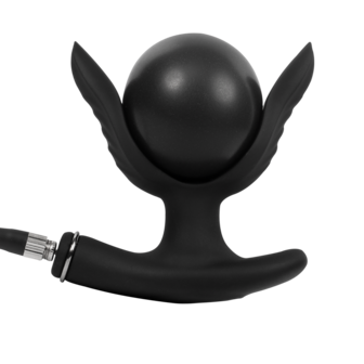 Rimba Electro Play - E-Stim Opblaasbare Anaal Plug - Bi-Polair - Zwart