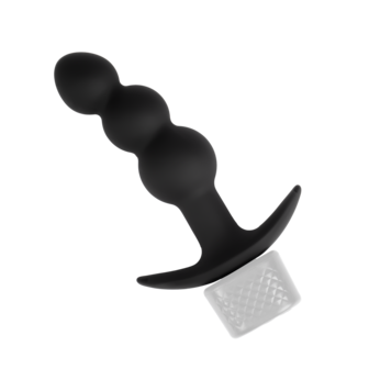Rimba Electro Play - E-Stim Geribbelde Buttplug - Bi-Polair - Zwart