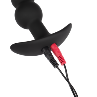 Rimba Electro Play - E-Stim Geribbelde Buttplug - Bi-Polair - Zwart
