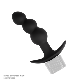 Rimba Electro Play - E-Stim Geribbelde Buttplug - Bi-Polair - Zwart