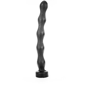 All Black - Lange Buttplug met Ribbels - 41,5 x 4,5 cm - Zwart