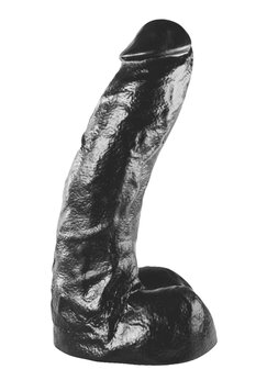 All Black - Realistische Dildo met Scrotum - 25.5 x 6.7 cm - Zwart