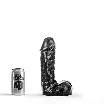 All Black - Grote Dildo met Aders - 24.5 x 6 cm - Zwart