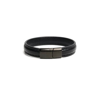 665 - Lederen Armband en Cockring - 2 in 1 - Zwarte Magnetische Sluiting