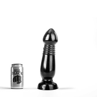 All Black - Grote Anaal Dildo met Ribbels - 27.5 x 7.7 cm - Zwart