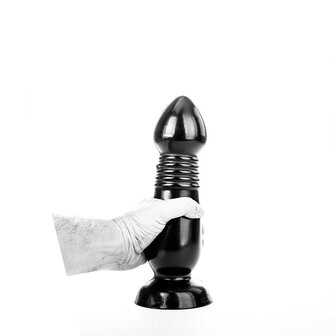 All Black - Grote Anaal Dildo met Ribbels - 27.5 x 7.7 cm - Zwart