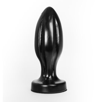 All Black - Grote Buttplug met Groeven - 21 cm - Zwart