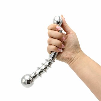 Kiotos - Curve Steel Dildo Twisted - Dildo met Ribbels - RVS