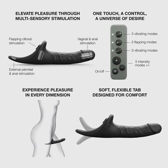 Strap-On-Me - Multi Orgasm Realistische Dildo - Strapless Strap-on met Flapper Technologie - Zwart - Large