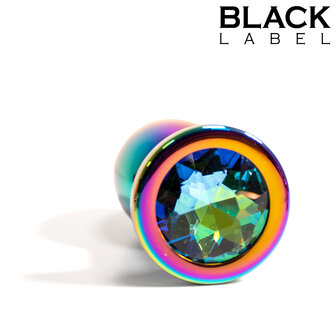 Black Label - Metalen Buttplug met Siersteen - Rainbow - Large