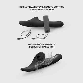 Strap-On-Me - Multi Orgasm Dildo - Strapless Strap-on met Luchtdruk Stimulatie - Zwart - Medium