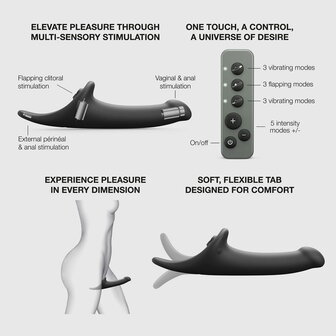 Strap-On-Me - Multi Orgasm Dildo - Strapless Strap-on met Luchtdruk Stimulatie - Zwart - Medium